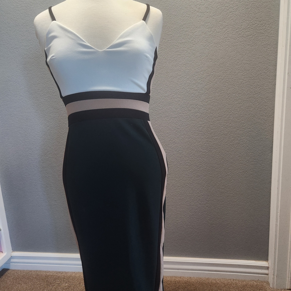 privy Green and White Colorblock Pencil Skirt with Blush Trim